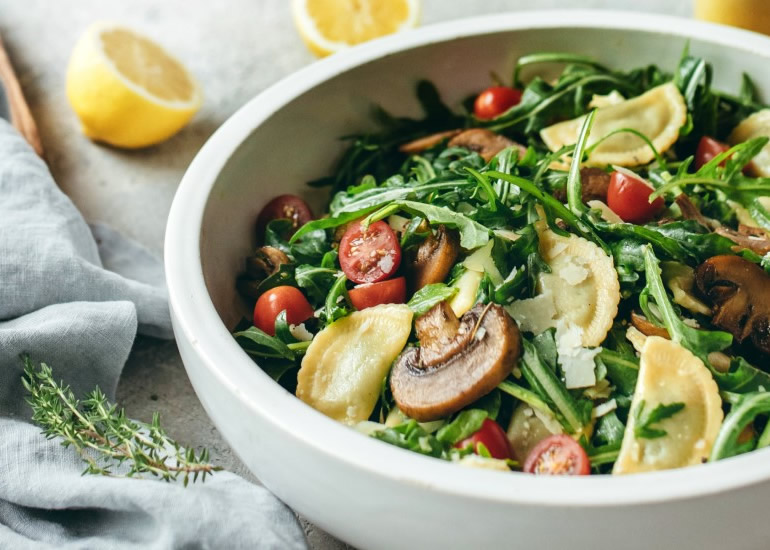 Mushroom Rocket Pasta Salad