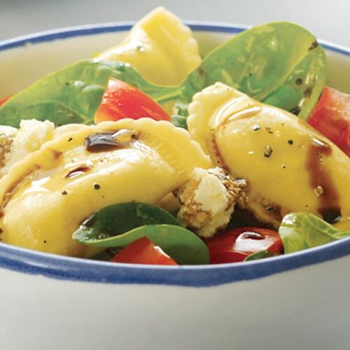 Agnolotti with Ricotta & Spinach Salad