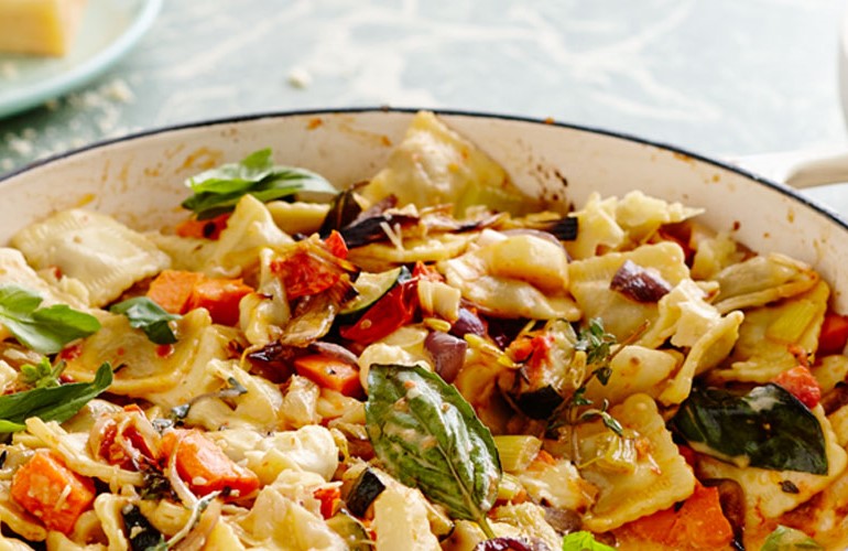 Baked Spring Vegetables with Ravioli