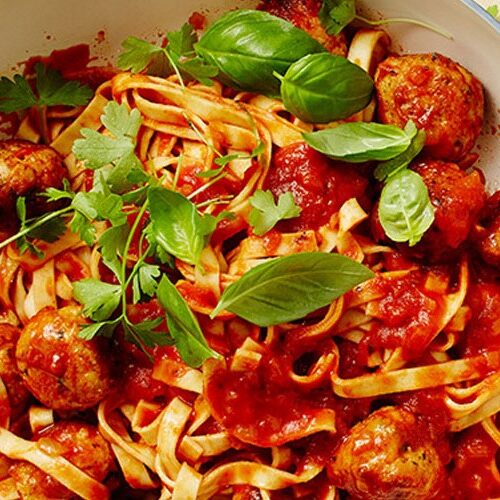 Chicken Meatballs With Fettuccine