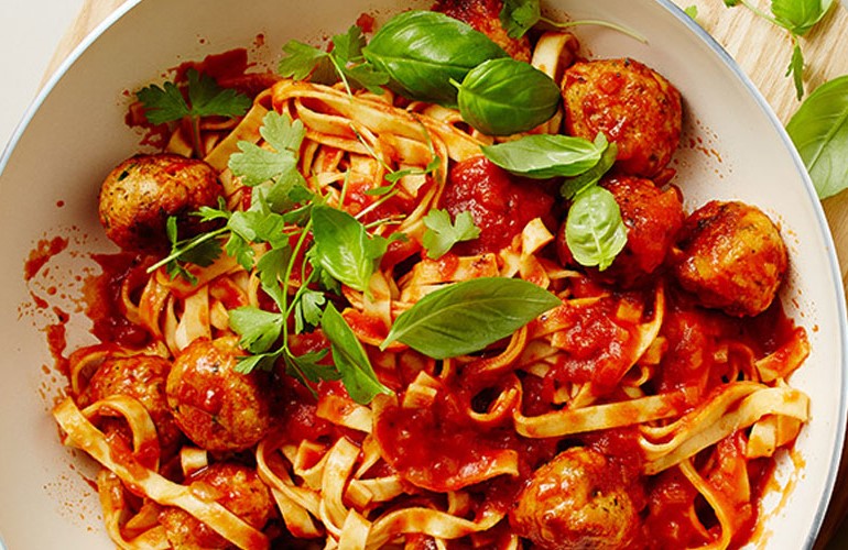 Chicken Meatballs With Fettuccine