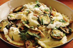 Portobello Mushroom Caramelized Onion and Feta Cappelletti with Zesty Zucchini