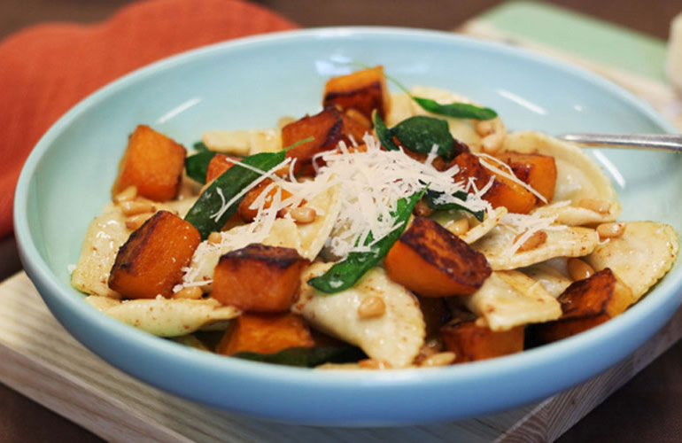 Pumpkin, Pine nut and Sage Ricotta & Spinach Agnolotti