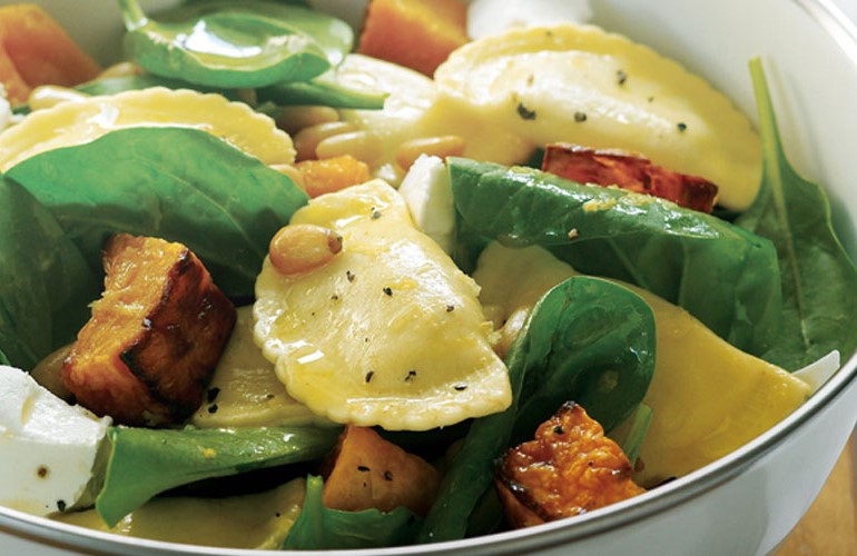 Roasted Pumpkin, Ricotta & Spinach Agnolotti Salad