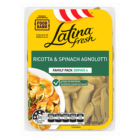 family pack of ricotta & spinach agnolotti pasta serving four