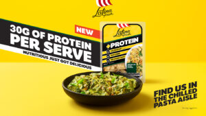 pasta 30g of protein per serving product banner
